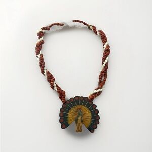 Artisan Brown and Cream Peacock Pendant Necklace